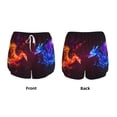 thumbnail image 3 of Gukieu Futuristic Red And Blue Bird Print Women's Sports Shorts with Drawstring Elastic Waistband for Running, Yoga, Fitness-X-Large, 3 of 7