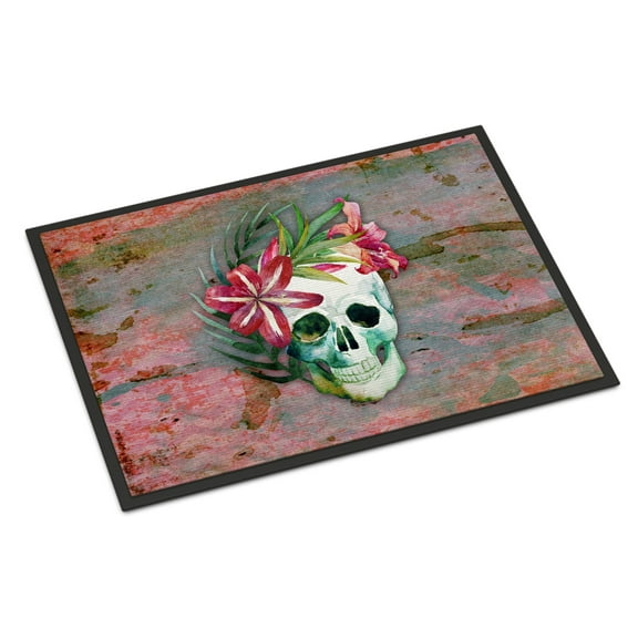 Day of the Dead Skull Flowers Doormat 24x36