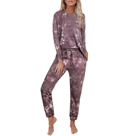 

Qufokar Period Swim Bottom Wedding Attire for Women Guest Womens Pajamas Set Trousers Soft Sets Cute Long Sleeve Sleepwear Pajamas Tie Dye Print T Shirt