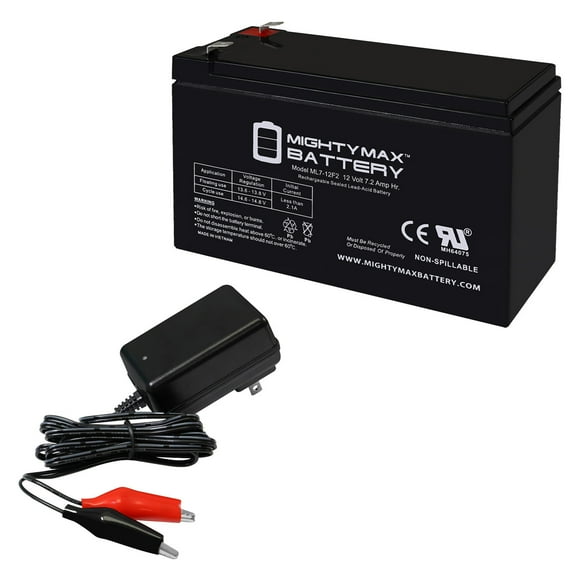 ML7-12F2 - 12 Volt 7 AH, F2 Terminal, Rechargeable SLA AGM Battery Includes 6V Charger
