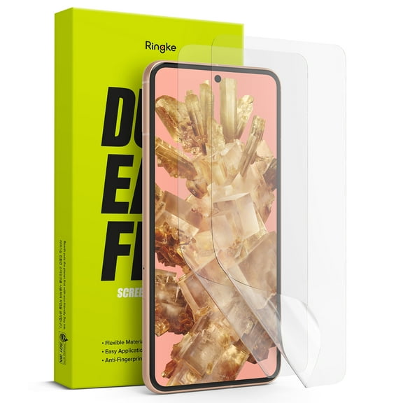 Ringke Dual Easy Film [4-Layer Protection / 2 Pack] Compatible with Google Pixel 8 Screen Protector, Self Healing Repair Coating Full Coverage HD Clear Screen Protector with Installation Tool