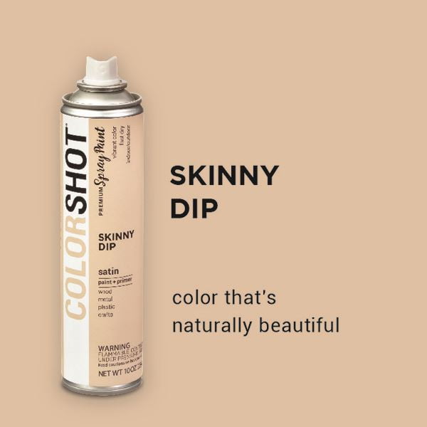 COLORSHOT Satin Spray Paint, Skinny Dip (Beige), 10 oz, Fast-Drying Acrylic Paint, Indoor & Outdoor Use