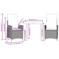 thumbnail image 4 of vidaXL 3 Piece Garden Dining Set with Cushions Grey Poly Rattan, 4 of 5