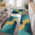 thumbnail image 2 of Teal Gold Marble Pattern Kitchen Rugs Sets Of 3,Kitchen Runner Rugs Non Skid Washable,Decorative Kitchen Floor Mats for Kitchen,Sink,Laundry,17"x30"+ 17"x47" + 17"x59", 2 of 6