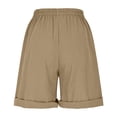 thumbnail image 6 of vigerkar Women's Bermuda Shorts Knee Length Elastic Waist Drawstring Workout Athletic Long Shorts with Pockets (Khaki, L), 6 of 7
