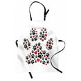 thumbnail image 1 of Paw Print Apron, Big Pet Track Created with Other Little Footsteps and Hearts, Unisex Kitchen Bib with Adjustable Neck for Cooking Gardening, Adult Size, Vermilion and Charcoal Grey, by Ambesonne, 1 of 4