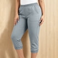 thumbnail image 5 of successthop Womens Workout Leggings with Pockets Plus Size Capri Pant Elastic Waist Trousers Summer Workout Clothes Gray, 5 of 5