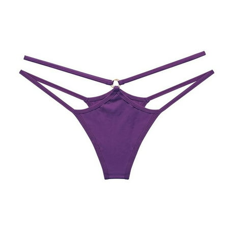 

EHTMSAK Women s G String Thong Low Rise Underwear Soft Strappy Panties Purple L