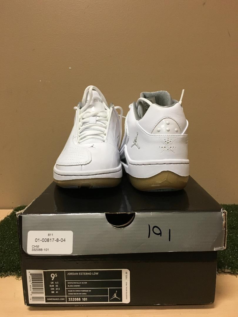 NEW IN BOX NIKE JORDAN ESTERNO LOW 9.5 WHITE/METALLIC SILVER BASKETBALL  SHOES - Walmart.com