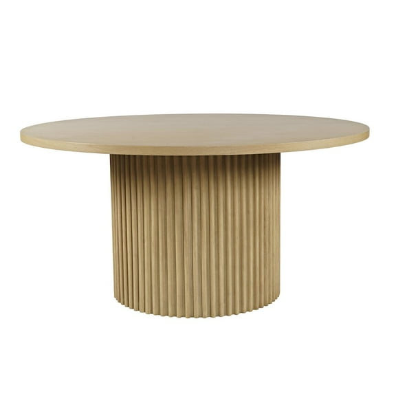 Auden 60" Round Mid-Century Modern Fluted Pedestal Base Dining Table