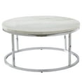 thumbnail image 3 of Steve Silver Echo Marble and Chrome Metal Round Coffee Table, White, 3 of 5