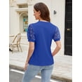 thumbnail image 3 of Womens Short Sleeve Blouse Business Casual Dressy Tops Ribbed Summer Stylish Work Shirts, 3 of 6