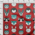 thumbnail image 3 of oneOone Velvet Red Fabric Cute Animal Face Pattern Craft Projects Decor Fabric Printed By The Yard 58 Inch Wide, 3 of 5