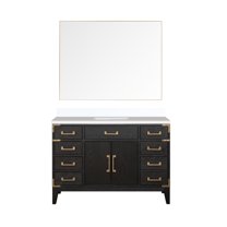 Laurel 48 in W Black Oak Single Bath Vanity, Cultured Marble Top, and 46 in Mirror