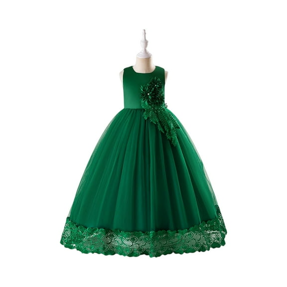 Elegant Princess Girl Dress Long Tulle Gown Flower Girls Evening Gown Dress