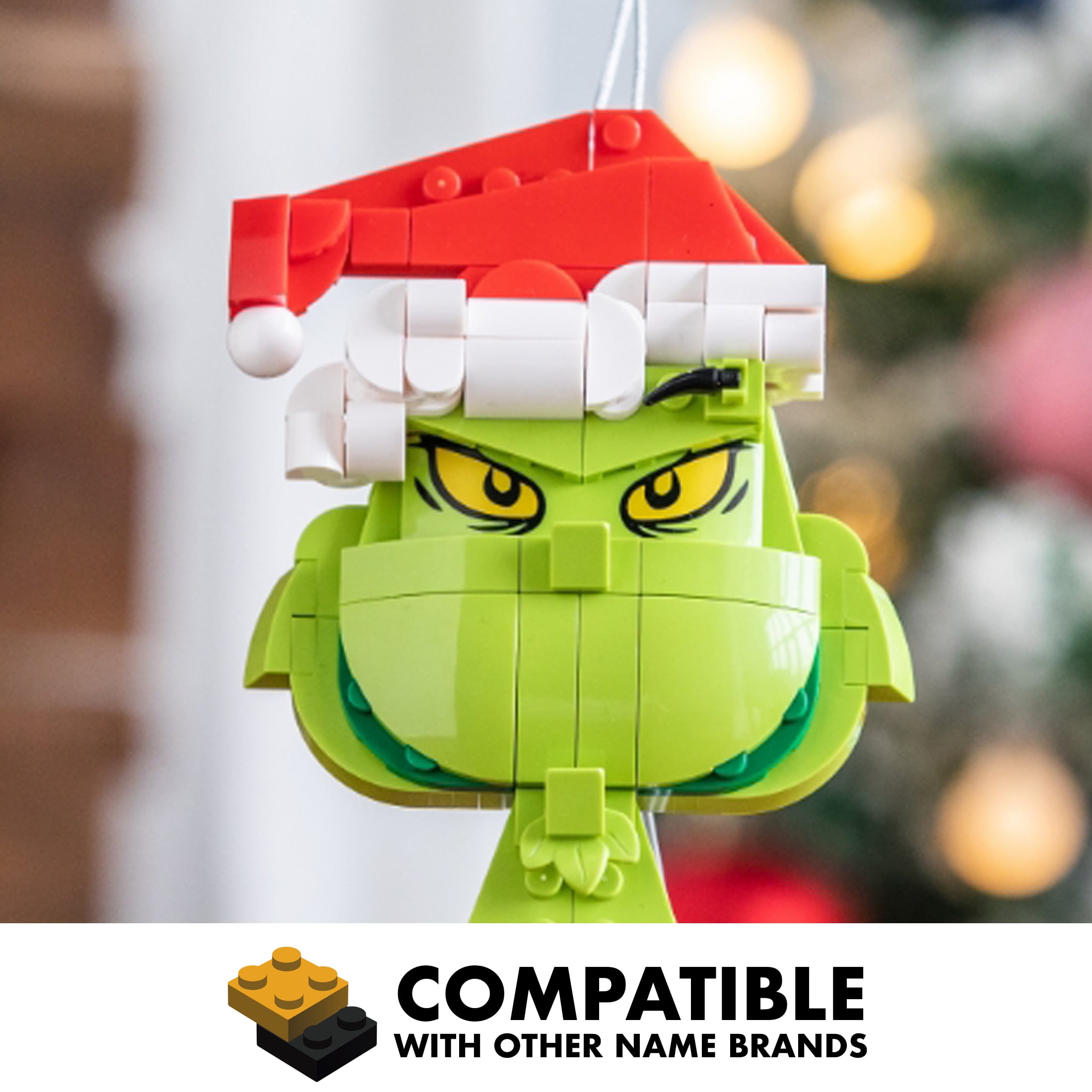 Brickcraft Grinch Decoration Brick Building Kit (141-Plastic Piece Set), Limited Edition, Hanging Christmas Décor, Toy Gift Idea for Boys and Girls Ages 8 Years Old and up