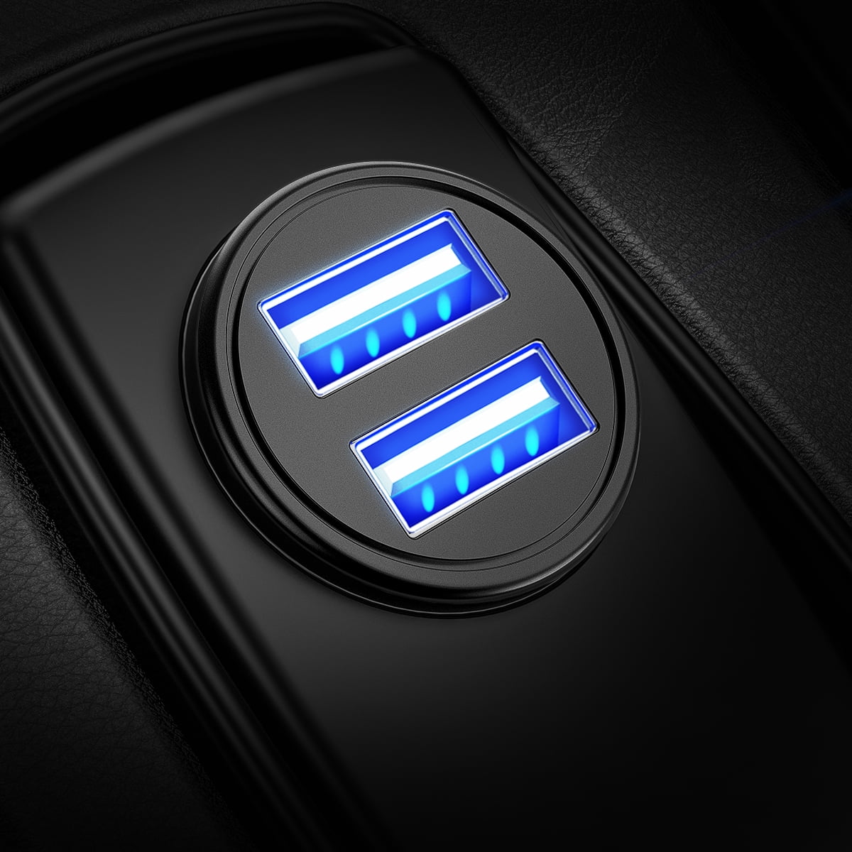 Car Charger, 4.8A All Metal Car Charger Adapter Mini Flush Fit AINOPE USB Car Charger Dual Port Charging Compatible with iPhone 13/12/11 pro/XR/x/7/6s, iPad Air 2/Mini 3, Note 9/Galaxy S10/S9/S8-Black