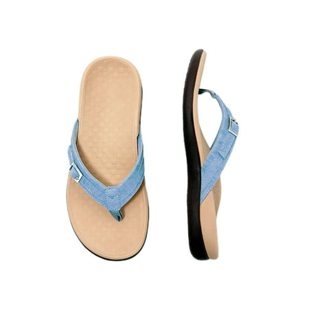 

Ymiytan Ladies Thongs Summer Flip Flops Slip On Flat Sandals Swimming Non Wear Resistant Beach Slides Light Blue 7.5