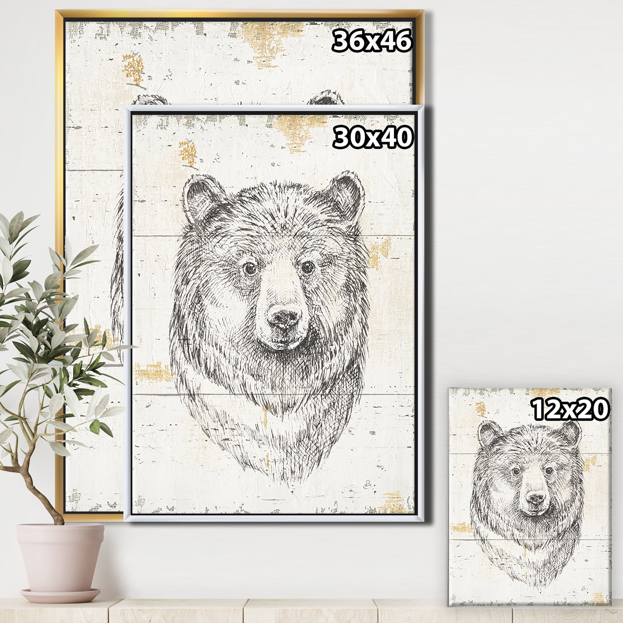 Designart ' Bear Wild and Beautiful IV ' Wildlife Animal Framed Canvas