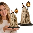 thumbnail image 7 of Resin Ghost Figurine Holding Pumpkin Lantern with Striped Hat for Indoor Tabletop Halloween Home Decoration Ornament, 7 of 7