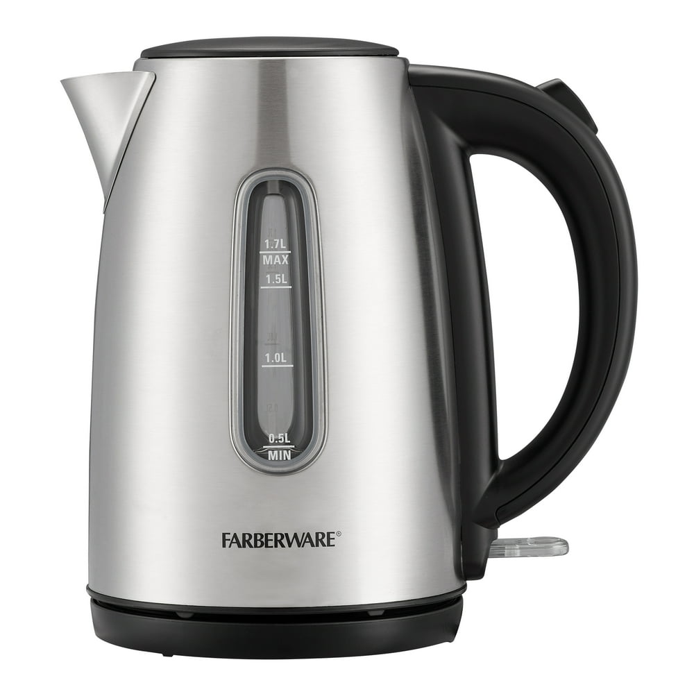 Farberware Stainless Steel 1.7 Liter Electric Tea Kettle, Silver