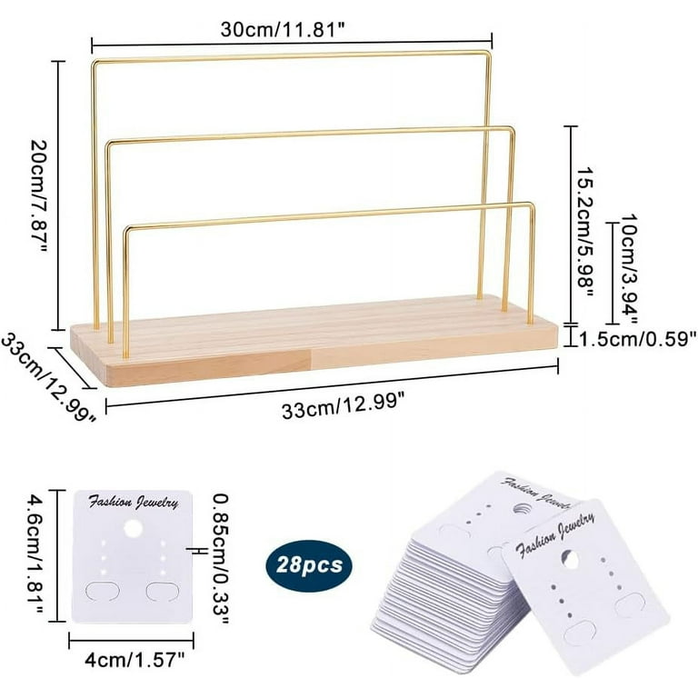 Emibele Wood Earring Display for Selling, 3-Tier Jewelry Display Stand for  Vendors with 50 Earring Cards, Portable Earring Ring Organizer Holder  Jewelry Showcase Racks for Jewelry Retail 