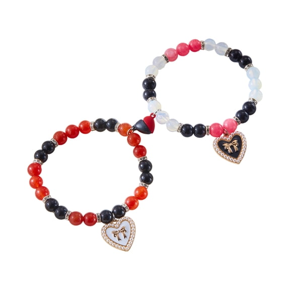 HomeDM Couples Bracelets - Valentine's Day Gifts For Him Her 2PCS Handmade Matching Bracelets for Anniversary Valentines Birthday