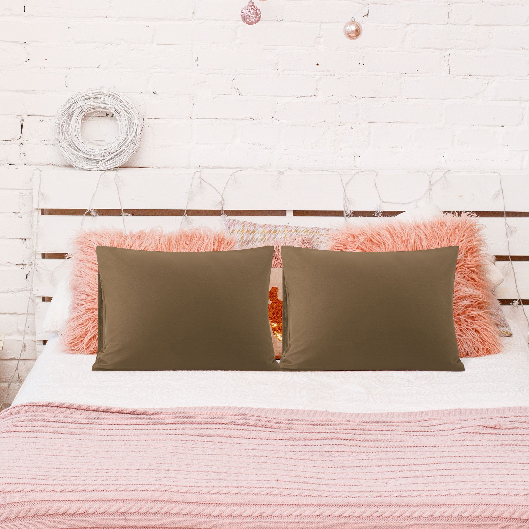 Unique Bargains 4-Pack Solid Microfiber Pillowcases Brown Standard(20"x26")