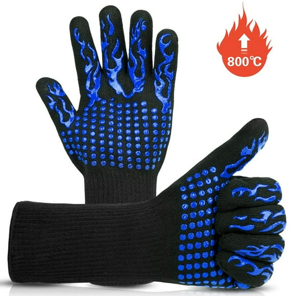 BBQ Grilling Gloves, 1472°F Extreme Heat Resistant Grill Gloves, Food Grade Kitchen Oven Mitts,Silicone Non-Slip Cooking Hot Glove for Barbecue,Welding, Baking,Cutting