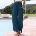 thumbnail image 2 of Jxximdong Pants for Women Womens Daily Elastic Waist Pockets Straight Solid Color Casual Pants Loose Long Trousers Blue XXXXXL Trousers, 2 of 6