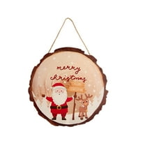 Nmdmisc 4" Christmas Wooden Hanging Door Signs Round Christmas Decorations Indoor Signs Merry Christmas Wreath Sign Xmas Wood Signs for Front Door Home Decor