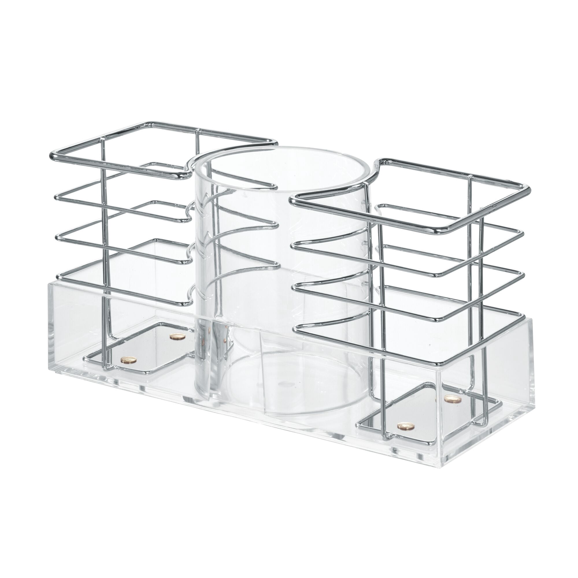 iDesign Cabinet Door Hair Styling Tool Organizer, 3 Compartments, Clear