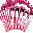 thumbnail image 5 of Juego de brochas de base en polvo para rostro y contorno de ojos, maquillaje rosa, profesional, 10 Uds., 5 of 5