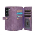 thumbnail image 3 of Allytech Wallet Case for Samsung Galaxy Z Fold5, Galaxy Z Fold5 Cover, Zipper Pocket Multiple Cards Holder Hand Wrist Strap Shockproof Phone Case for Galaxy Z Fod 5 - Purple, 3 of 9