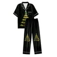 thumbnail image 5 of Drie Christmas Pajamas for Women Womens Silk Satin Pajamas Set Short Sleeve Sleepwear Soft Button Down Loungewear Two-piece Pjs Sets Yellow,S, 5 of 5