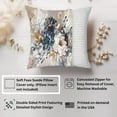 thumbnail image 2 of Ethan Taylor Floral Throw Pillow Soft Cushion Cover 'The Floral Bouquet Flowers Floral Bouquet' Classic Pattern Decorative Square Accent Pillow Case, 16x16 Inches, Blue, Beige, 2 of 5