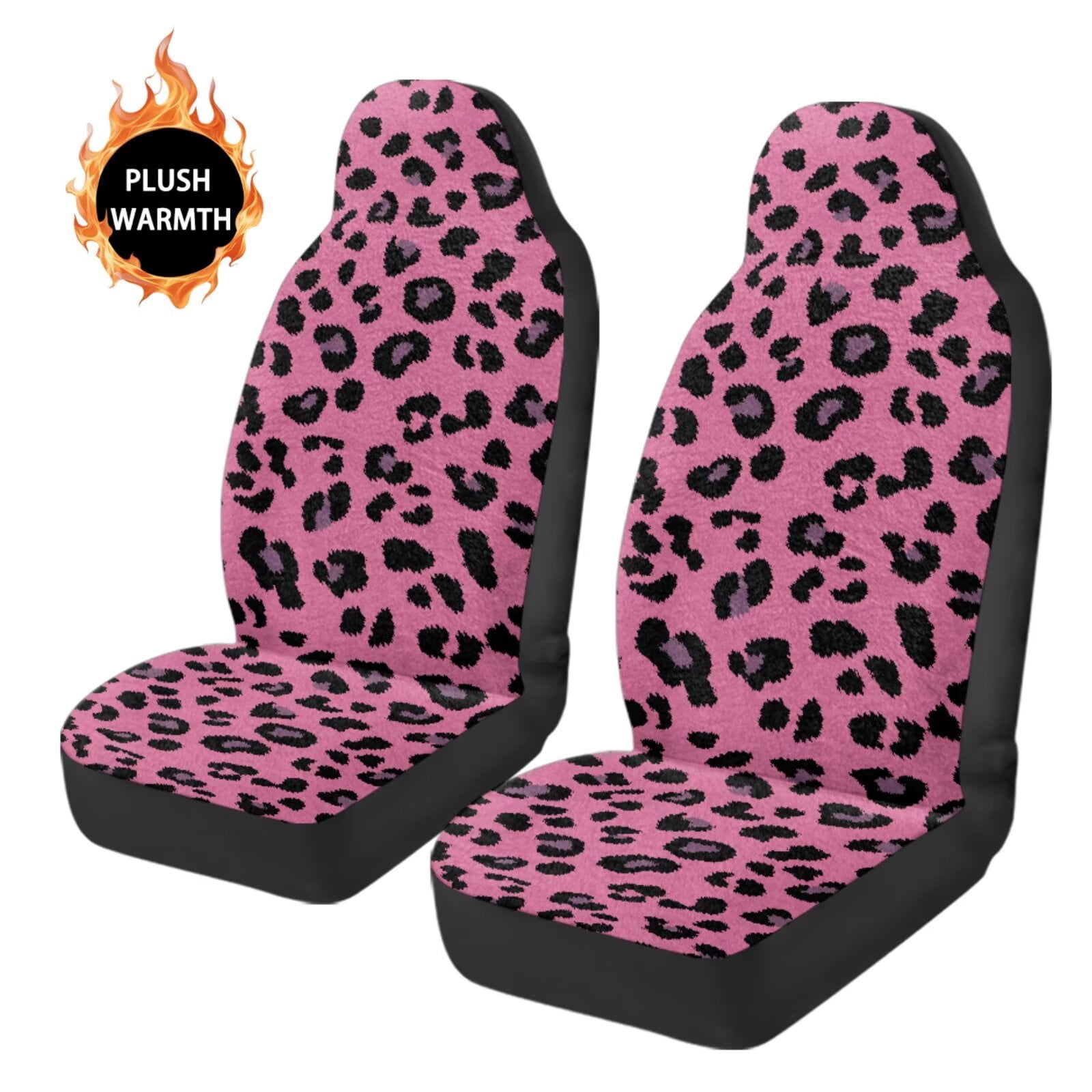Uorisanigo 2Pcs Automotive Seat Cover, Car Accessories with Pink Cheetah Leopard Print Front Auto Cushion Cover Protect Accessories for Women Men