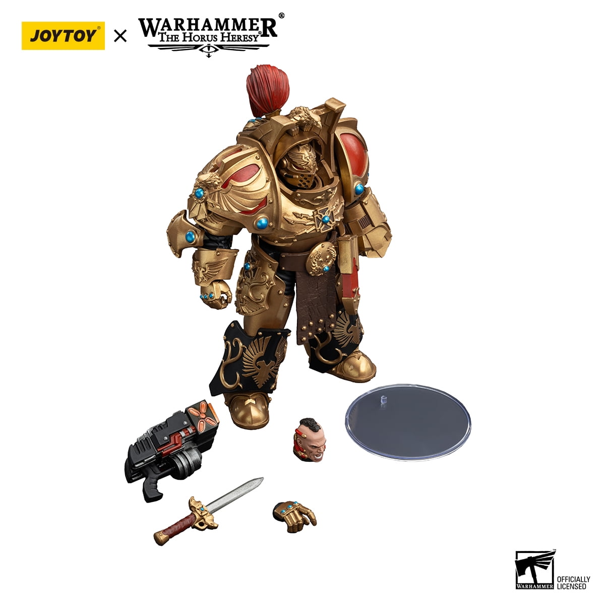 JOYTOY Warhammer 40K The Horus Heresy Legio Custodes Aquilon Terminator Squad Aquilon with twin-linked Adrathic Destructor Collection Model