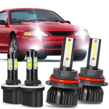 For 1999-2004 Ford Mustang 2003 2002 2001 2000 Headlight Bulbs High Low Beam Fog Lamp LED Light 4pcs