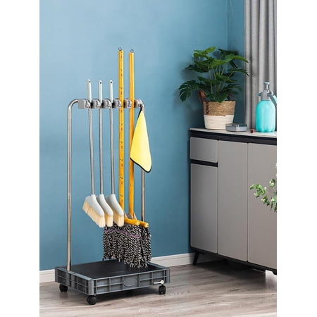 ZHON Cleaning Cart For Home Housekeeping Caddy With Shelves Broom Mop Holder Multi-Purpose Housekeeping Cart Easy To Maneuver presents