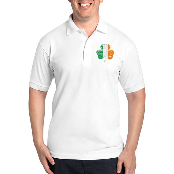CafePress - Vintage Irish Flag Shamrock Golf Shirt - Golf Shirt, Pique Knit Golf Polo