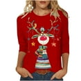 thumbnail image 1 of Funicet Blouses pour Femmes Mode, Blouses pour Femmes, T-Shirt Imprimé de Noël Manches 3/4 Col Rond Décontracté, Blouses pour Femmes Mode, T-Shirts pour Femmes, 1 of 4