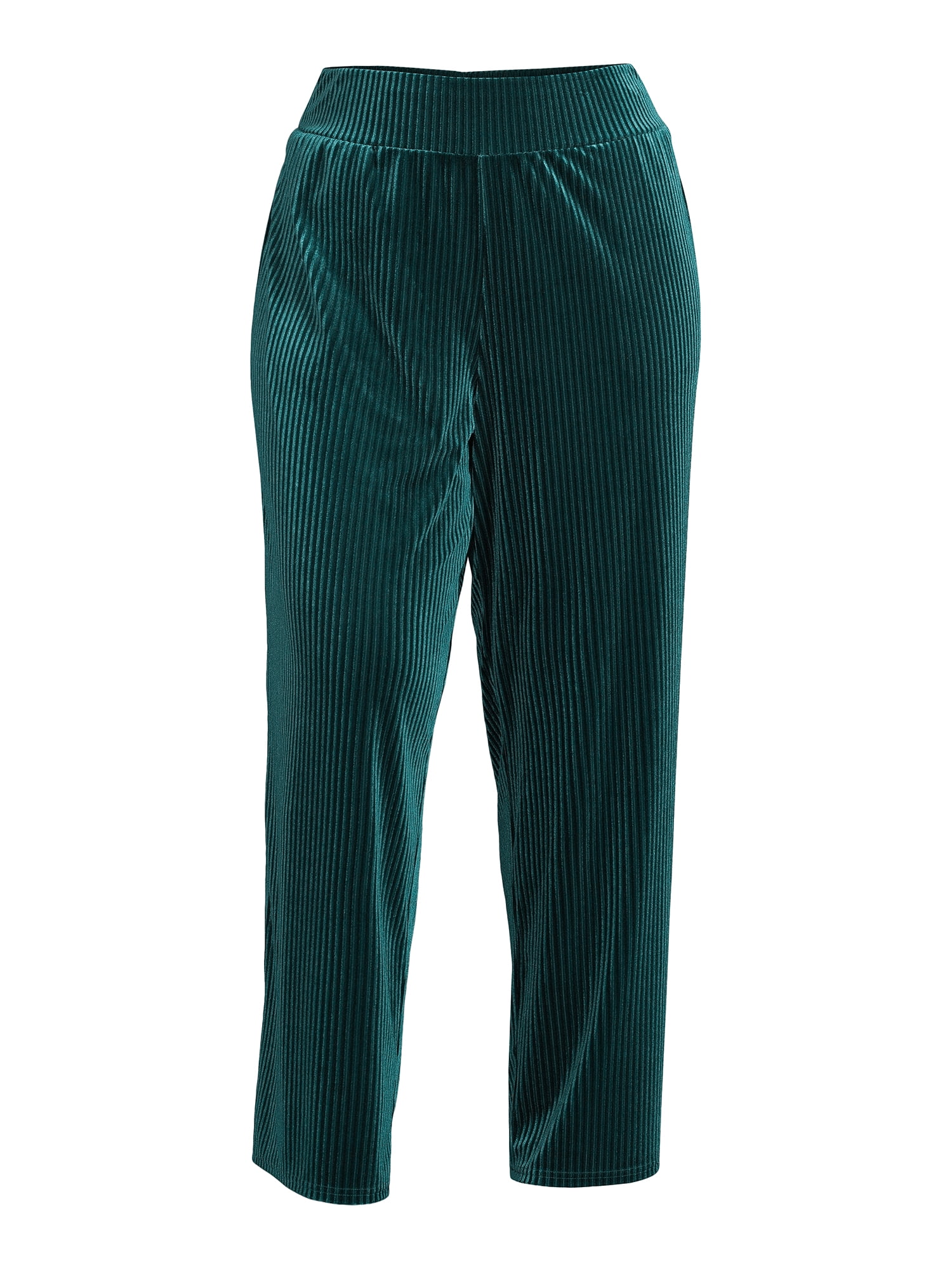 Terra \u0026 Sky Women's Plus Size Ribbed Velvet Pull On Pants, 30\