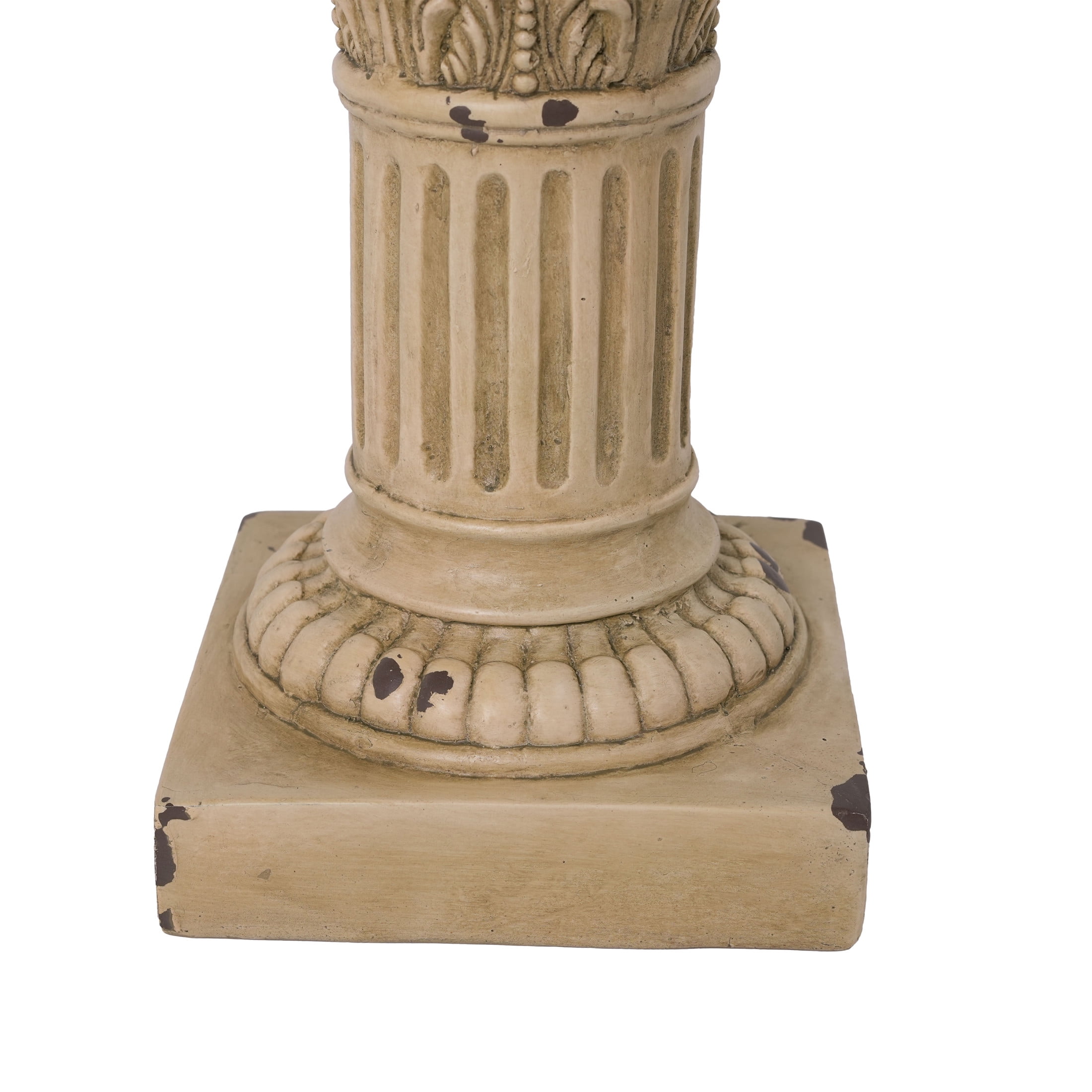 Christopher Knight Home 16.7" Corinthian Pedestal Plant Stand, MGO Indoor Outdoor Side Table, Antique Yellow