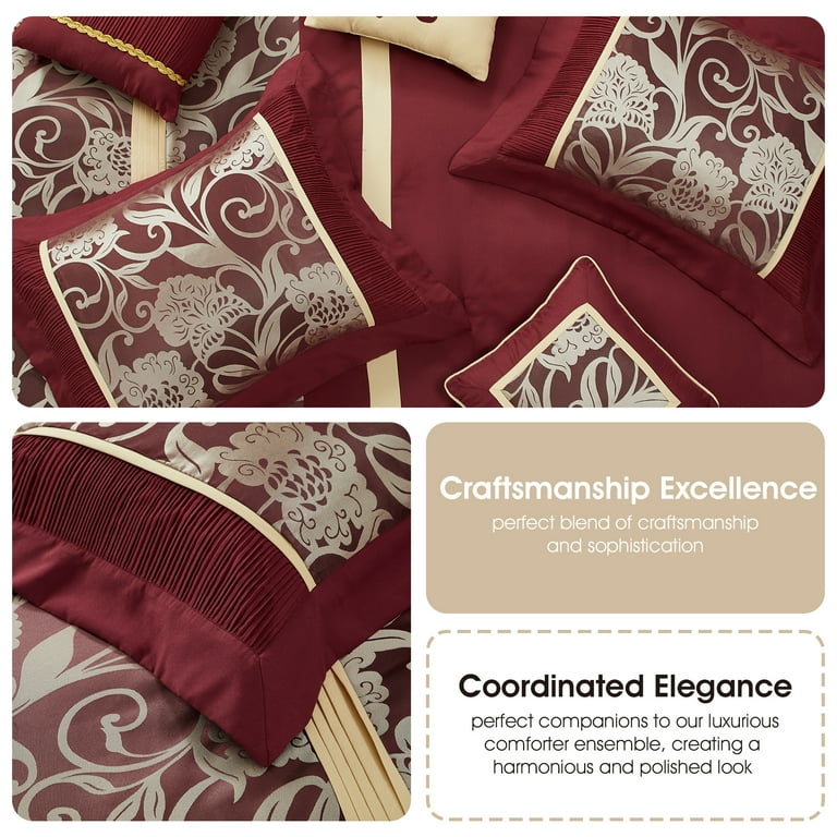 Raytrue-X Gold King Size Comforter Set - All Season, Jacquard Silk Look, Ultra Soft Microfiber