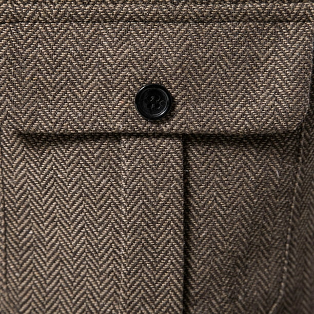 Dptalr Men s Herringbone Tweed Suit Vest Vintage Lapel Vest Men s Coat Brown