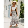 thumbnail image 3 of Maxi Skirts for Women 2025 Summer Boho Long Flowy Floral Elastic High Waist Skirt Casual Travel Skirt  M, 3 of 8