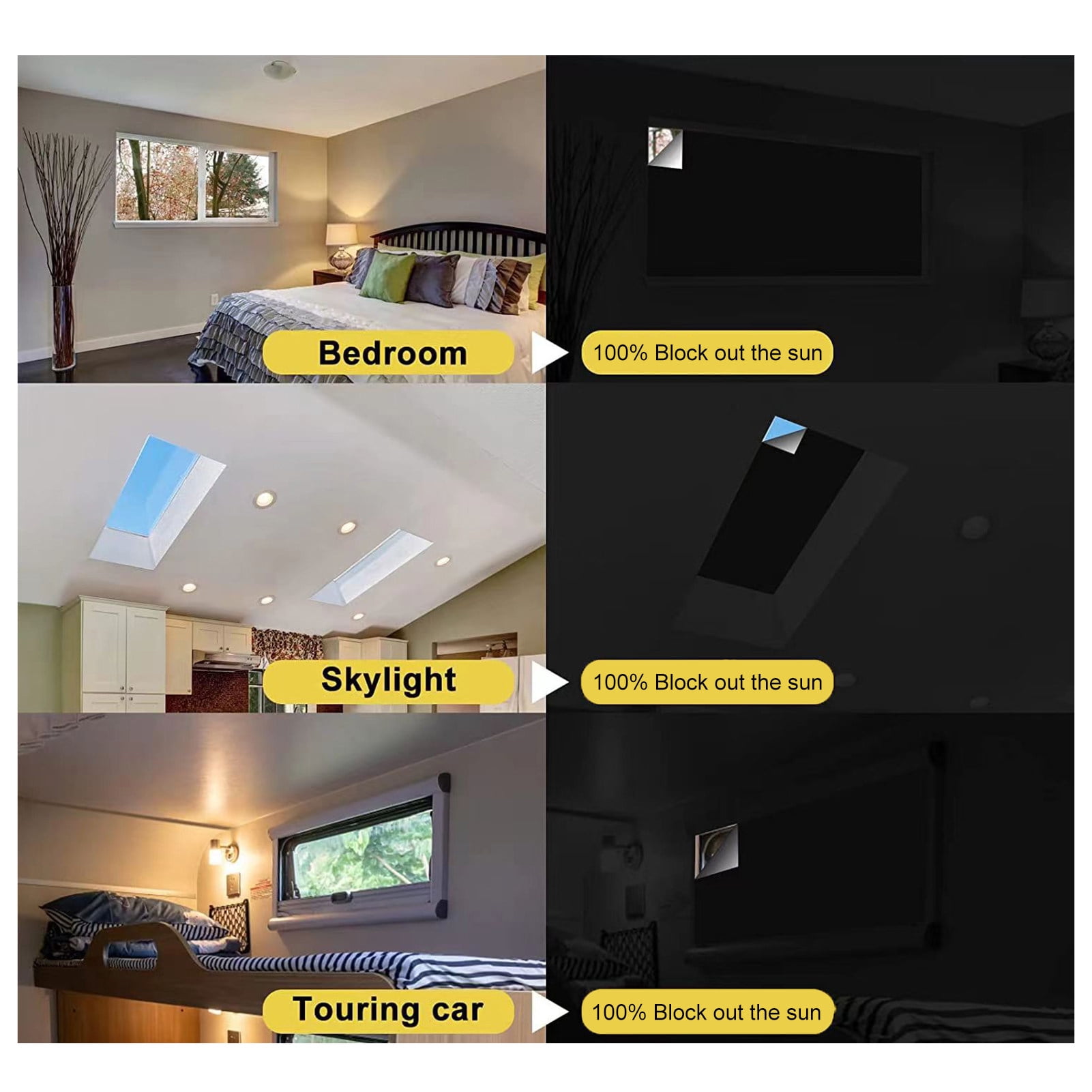 Homerr Travel Blackout Curtain No Drill Blackout Curtain Blackout Curtain Travel Window Blind Shade Portable Removable No Drill Light UV Block