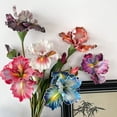 thumbnail image 2 of Nvzi Purple iris artificial flower -5 pieces, 18 inches long, home decoration flower, fake iris flower wedding arch bride bouquet, office kitchen dining table center decoration, 2 of 5