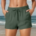 thumbnail image 3 of MKLEKYY Pantalones Cortos Para Mujer, De Color Liso, Informales, Con Bolsillos Y Cordón, Elegantes Pantalones Cortos De Playa De Tejido Liso., 3 of 4